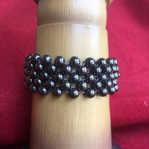Hematite rounds, adjustable bracelet